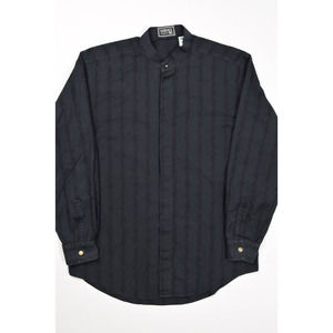 90's Vintage Versace Black Mandarin Collar Dress Shirt Size XL